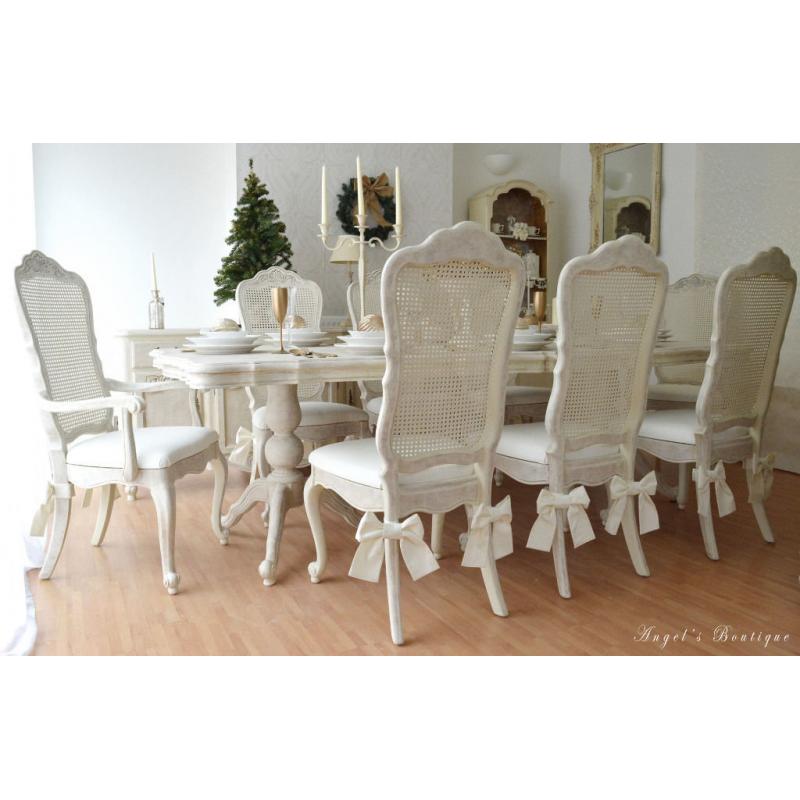 *** UNIQUE & BEAUTIFUL *** French Antique Shabby Chic Dining Table with Eight Chairs !!!