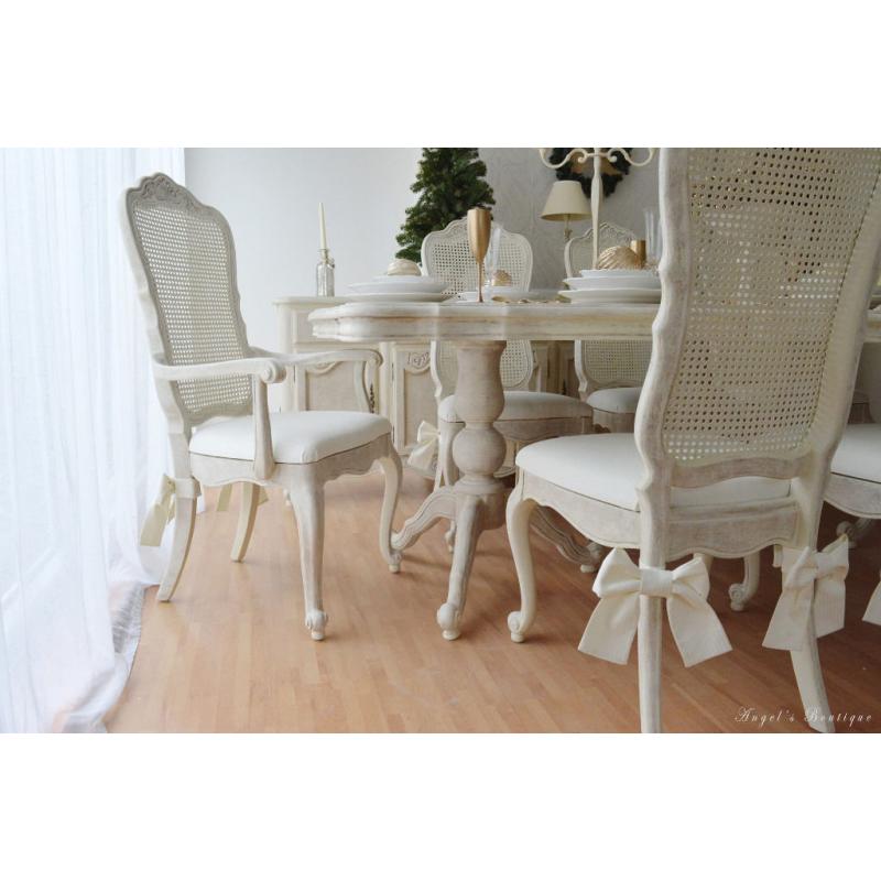 *** UNIQUE & BEAUTIFUL *** French Antique Shabby Chic Dining Table with Eight Chairs !!!