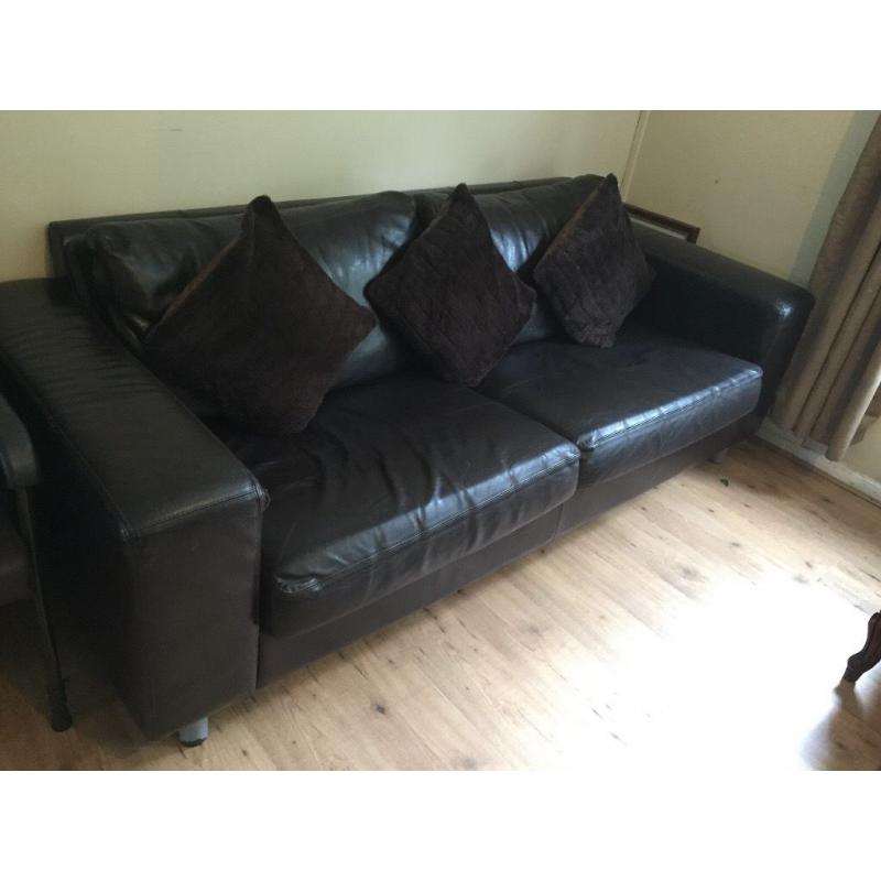 Brown leather sofas