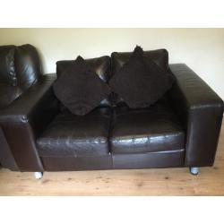 Brown leather sofas