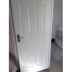 4 x Internal White panelled wood grain effect doors