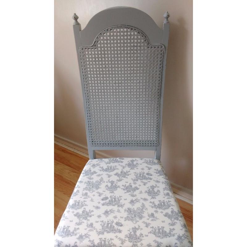 LOVELY VINTAGE FRENCH SHABBY CHIC GREY RATTAN BACK CHAIR ~ A