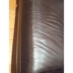 Brown genuine leather three seater sofa