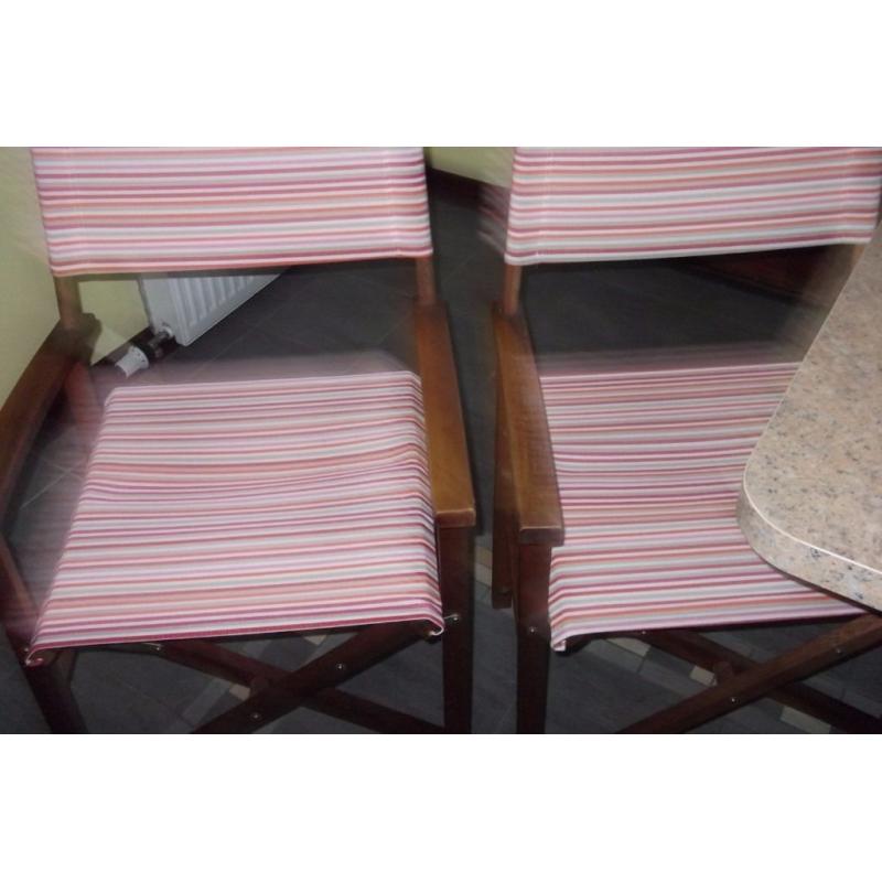 two folding wood directors chairs canvas chairs