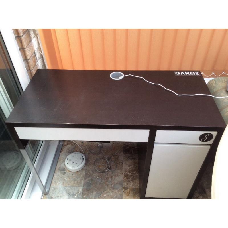 Black & white desk with draws & cupboard