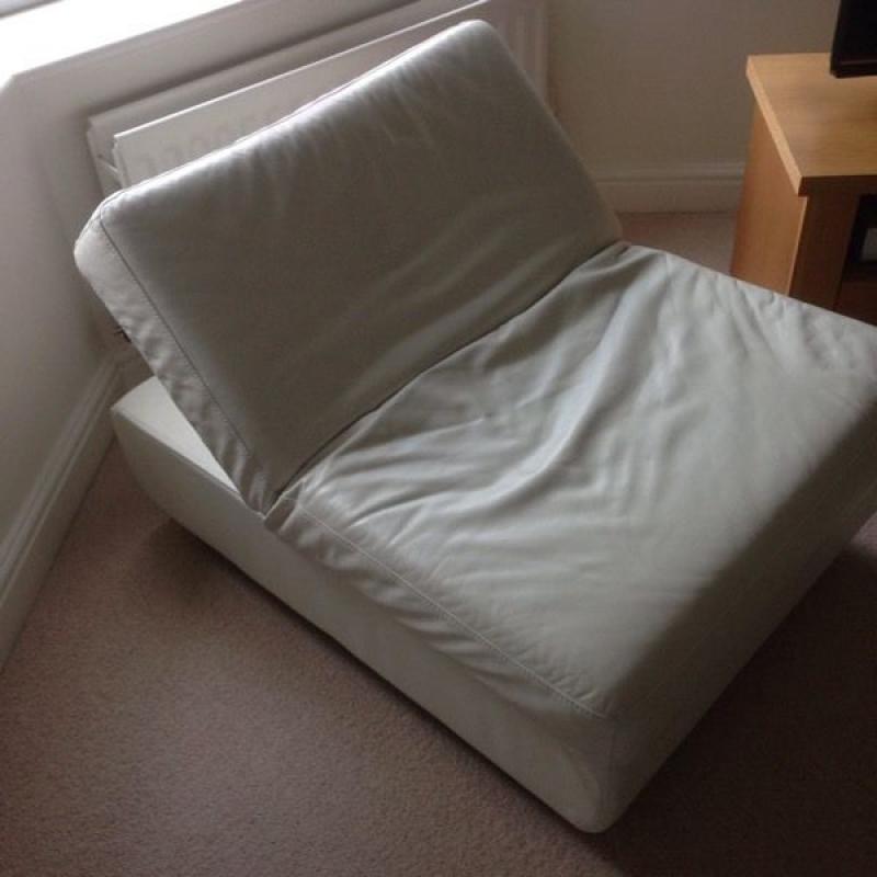 White leather corner sofa and foot rest