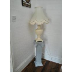 Shabby chic vintage lamp with pillar stand