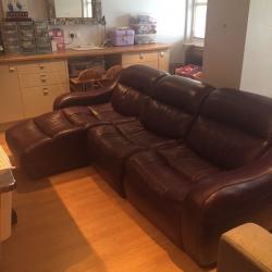 Purple leather 3 seater