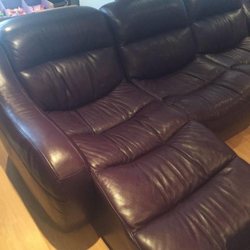 Purple leather 3 seater