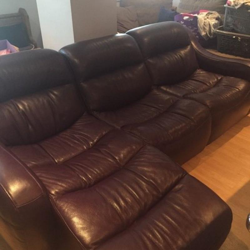 Purple leather 3 seater