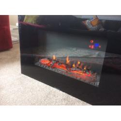 Charmouth wall-hung, remote controlled, black, electric fire