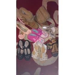 Large bundle of size 12 shoes/boots/sandals/slippers