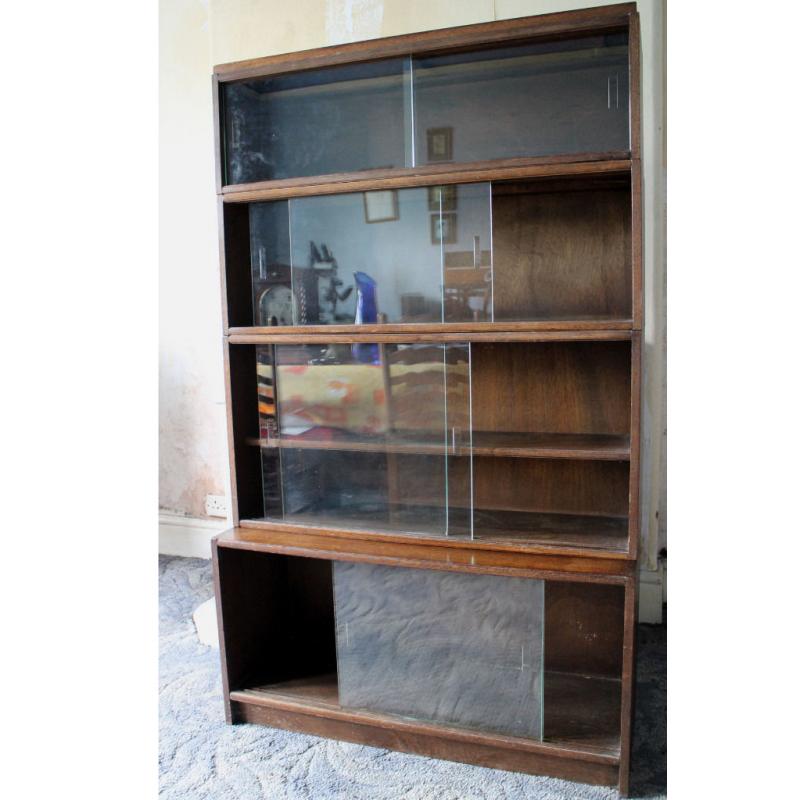 Sectional Bookcase with 4 sections & glass doors