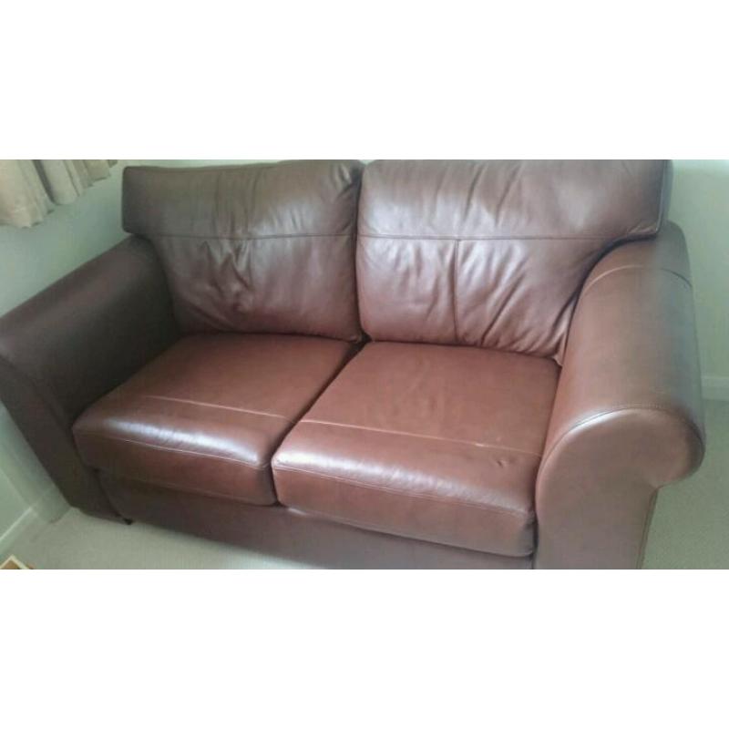 Brown leather sofa