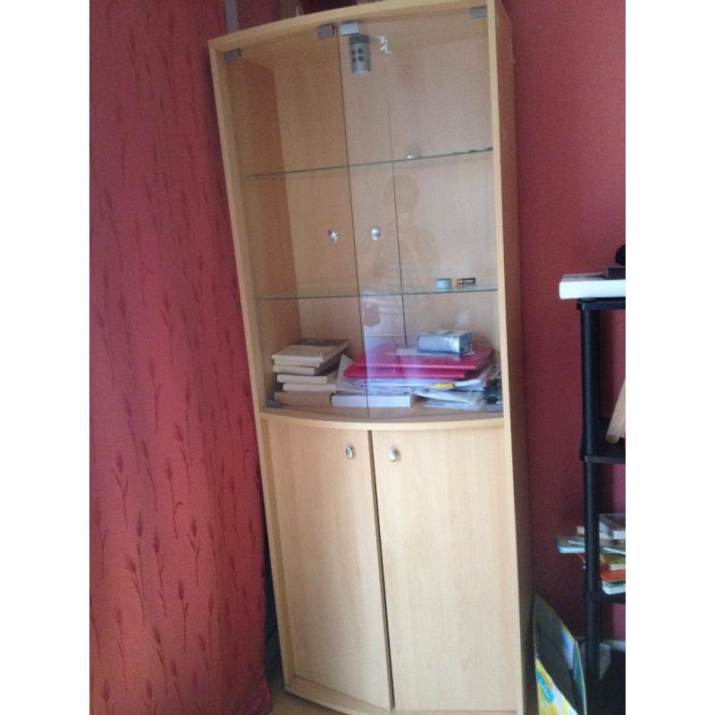 TWO wooden glass display cabinets free delivery