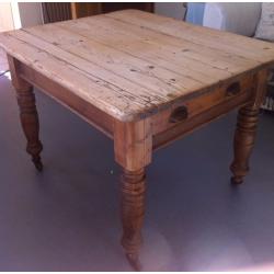 Antique Victorian pine kitchen / dining table