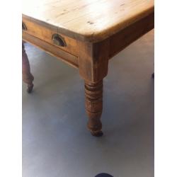 Antique Victorian pine kitchen / dining table