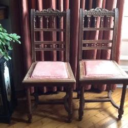 Antique Oak French Country Dining Chairs X 6