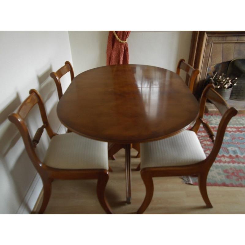 Yew wood Dining Table & Chairs