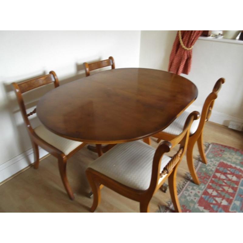 Yew wood Dining Table & Chairs