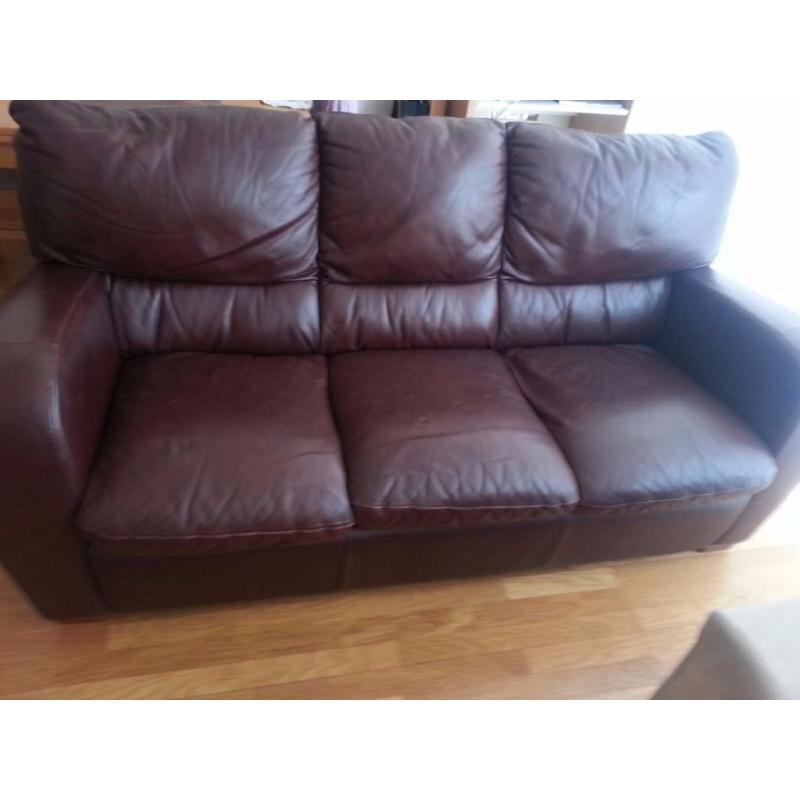 Calia Italian Brown Leather 3 Seater Sofa