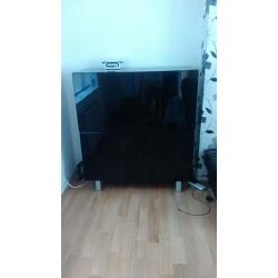 Black Patent 4 Door Cabinet