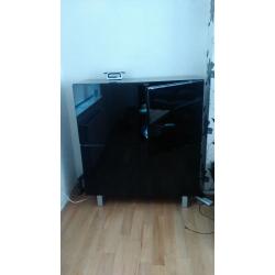 Black Patent 4 Door Cabinet