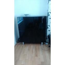 Black Patent 4 Door Cabinet