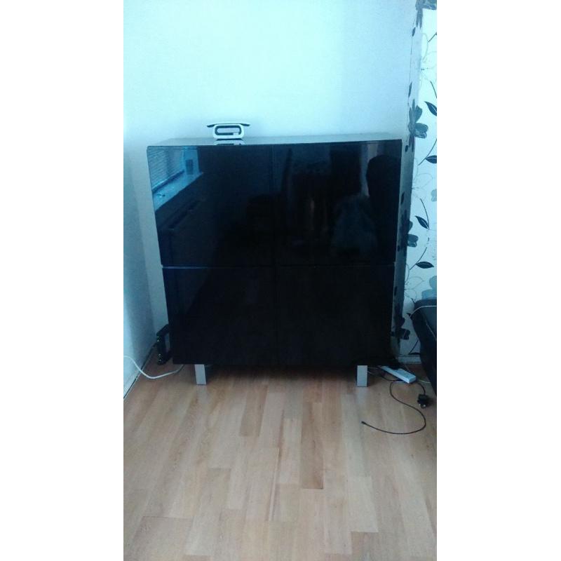 Black Patent 4 Door Cabinet