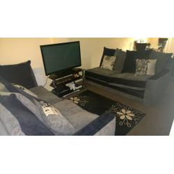 Black and Glass Coffee Table and TV Unit