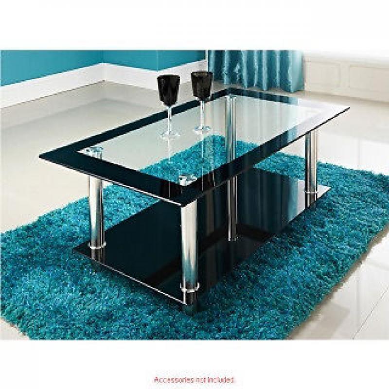 Black and Glass Coffee Table and TV Unit