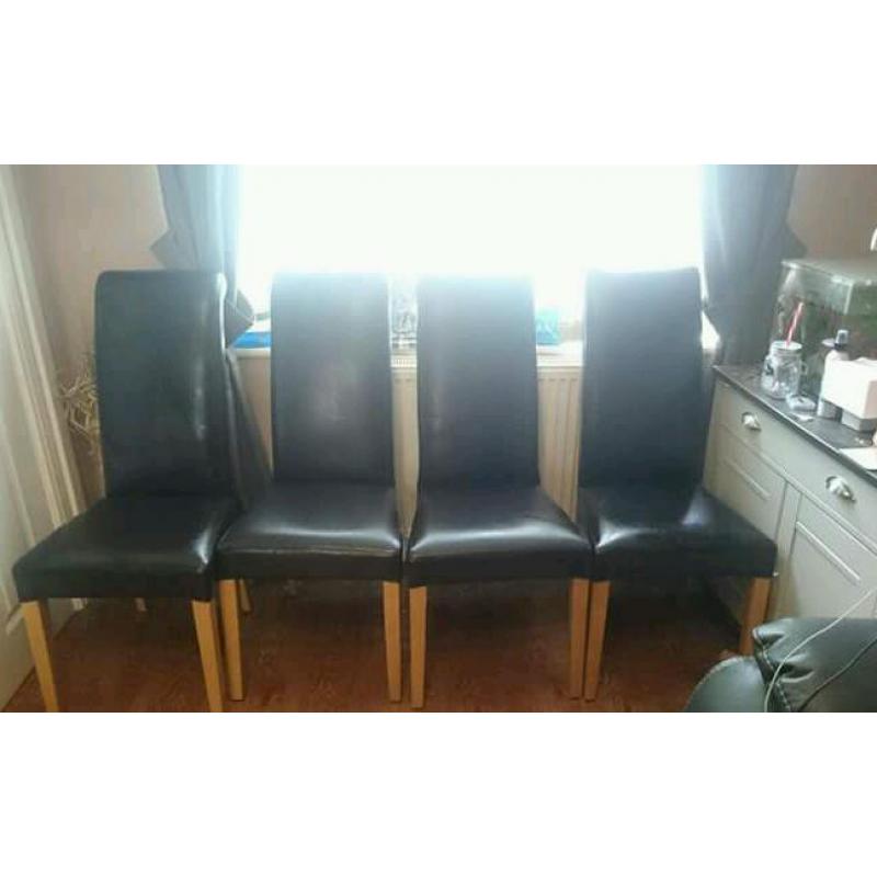 Dining chairs, faux leather. Harveys range