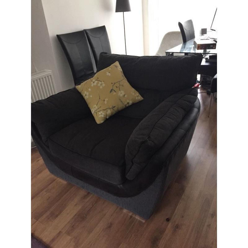 Charcoal cord fabric corner sofa