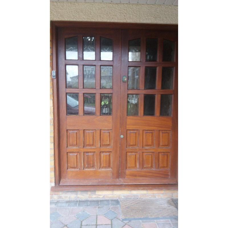Hardwood double glazed double front doors & frame