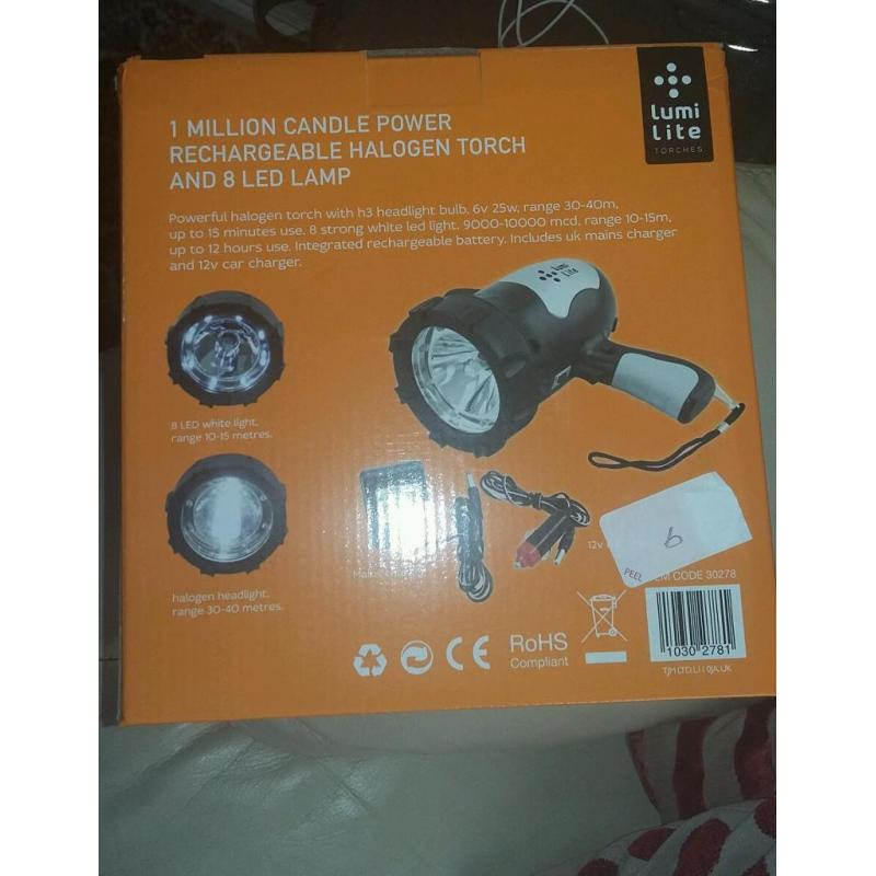 Brand new candle power rechargeable halogen led light