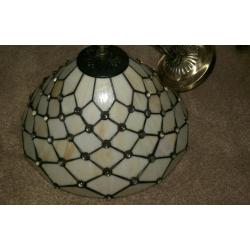 Large Tiffany style cream and clear jewel style lampshade shade