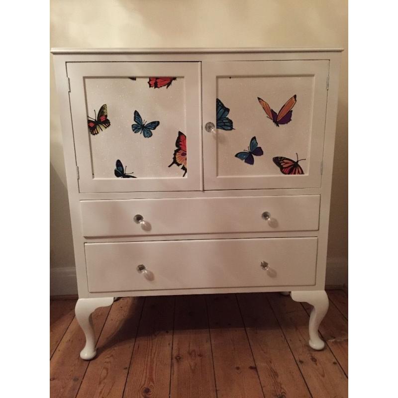 Upcycled spray-painted/decoupage Queen ann dresser - UK delivery available