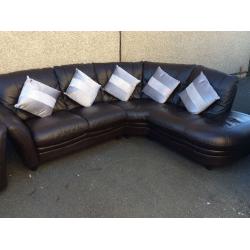 SOLD 7 MINS Real Leather Corner Sofa And Lazyboy Electric Chair All In Dark Brown (Can Deliver)