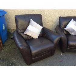 SOLD 7 MINS Real Leather Corner Sofa And Lazyboy Electric Chair All In Dark Brown (Can Deliver)