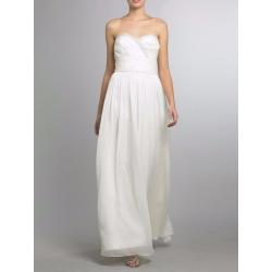 Strapless Jewel Ruched Waist Dress in White (ivory) size 8