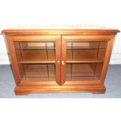 Low TV Cabinet - Glass Doors - Teak - Casters