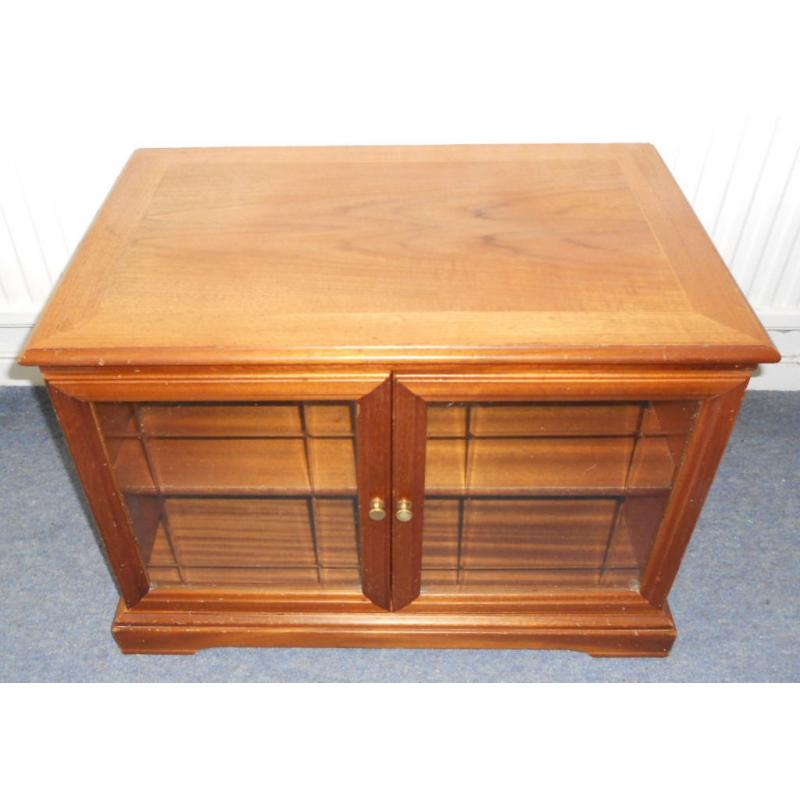 Low TV Cabinet - Glass Doors - Teak - Casters