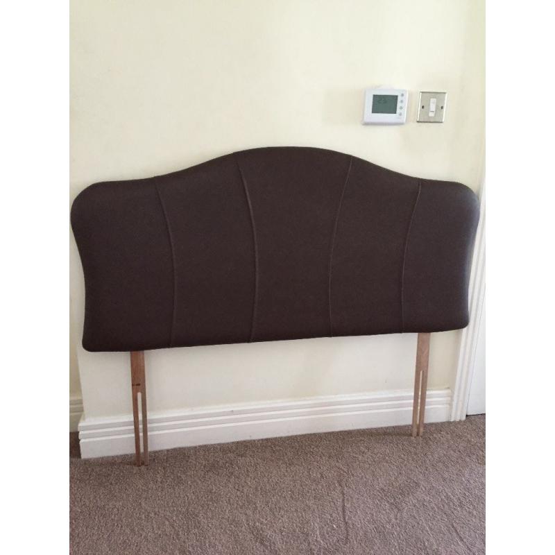 Dark Brown Faux Leather Headboard - 4ft small double