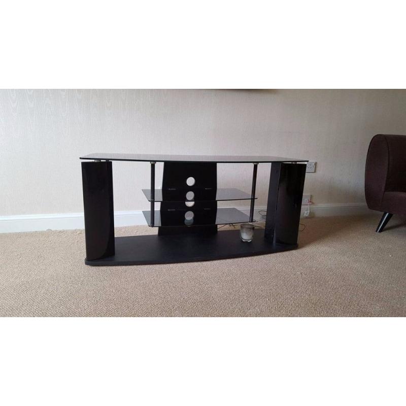 Glass TV stand with shelving for DVD player/game console etc.