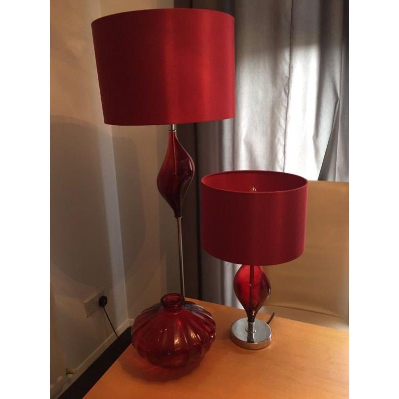 Red Next Lamps & Vase