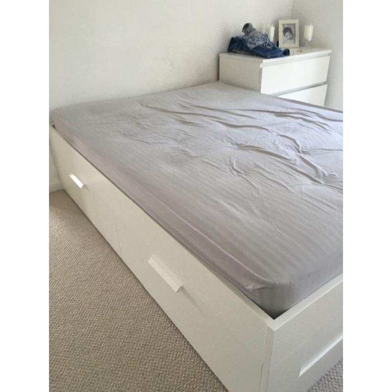 IKEA double bed frame with drawers