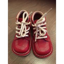 Childrens Red Kickers - great used condition size 7 / 24