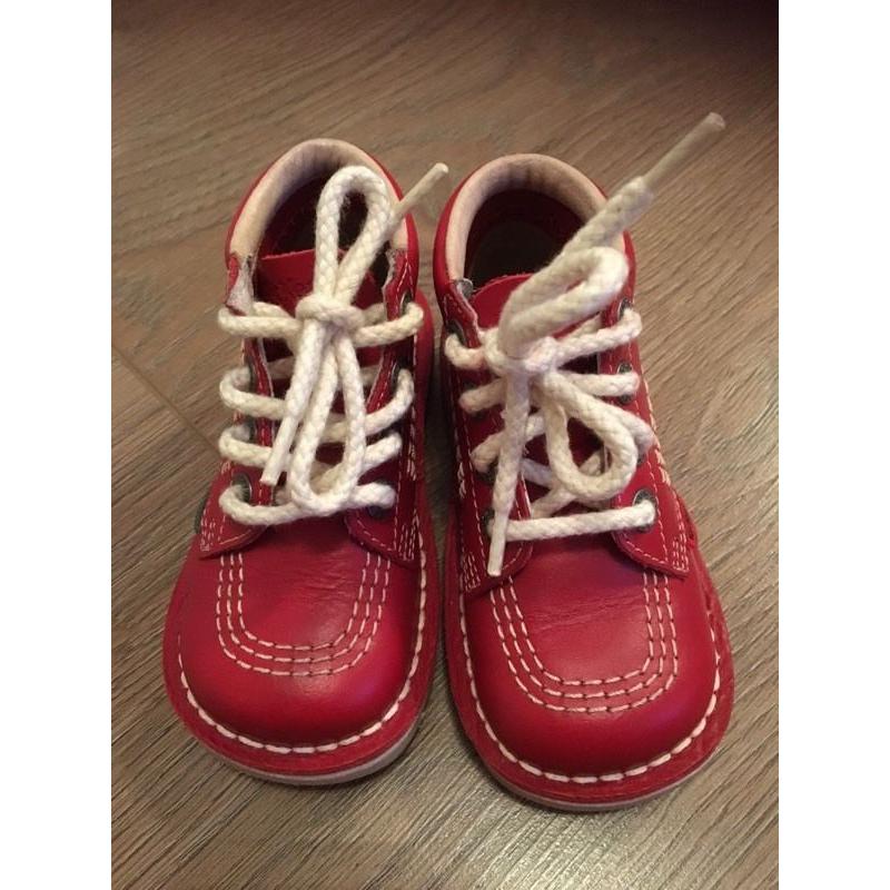 Childrens Red Kickers - great used condition size 7 / 24