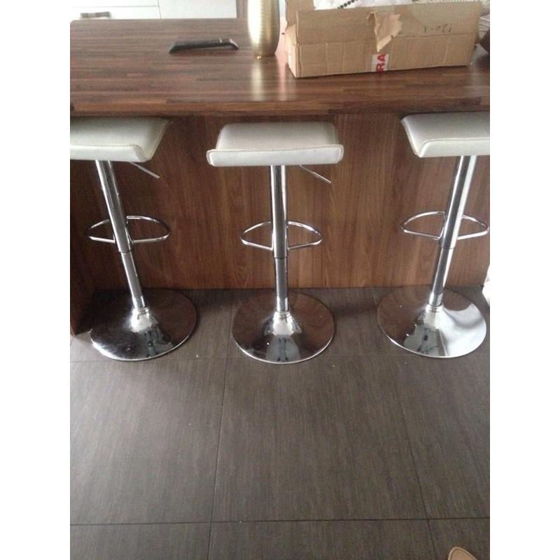 3 white bar stools