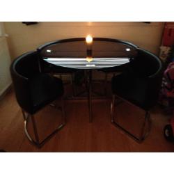 Stylish Black Compact Dining Table and Chairs